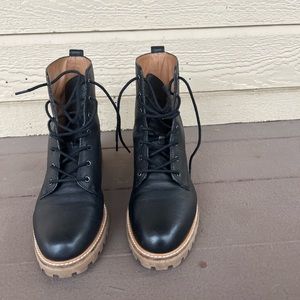 Madewell Leather Lace Up Combat Boots Black size 9
